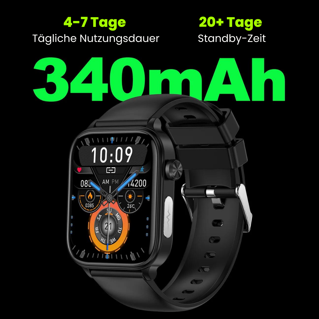 GlucoCare SOS Gesundheitsuhr - mit SOS-Funktion inkl. Sturzerkennung & zertifizierte Blutzuckermessung (2025) - Original