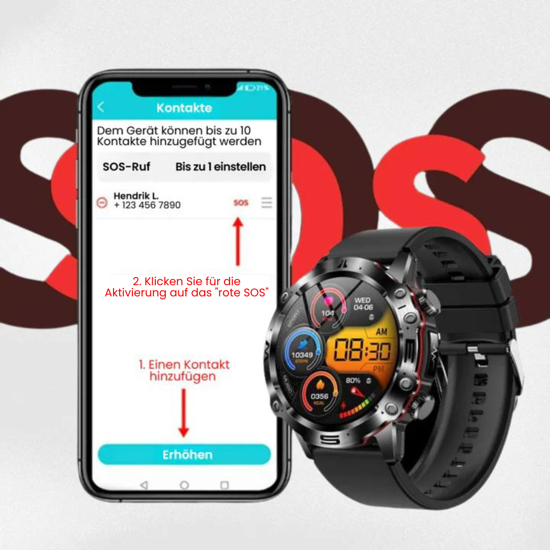 VitalCare 360 - mit SOS-Funktion inkl. Sturzerkennung & zertifizierte Blutzuckermessung (2025) - Original