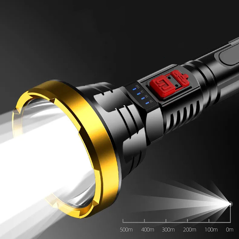 90000LM LED Taschenlampe – Taktischer Suchscheinwerfer mit USB-Aufladung und Superheller Beleuchtung