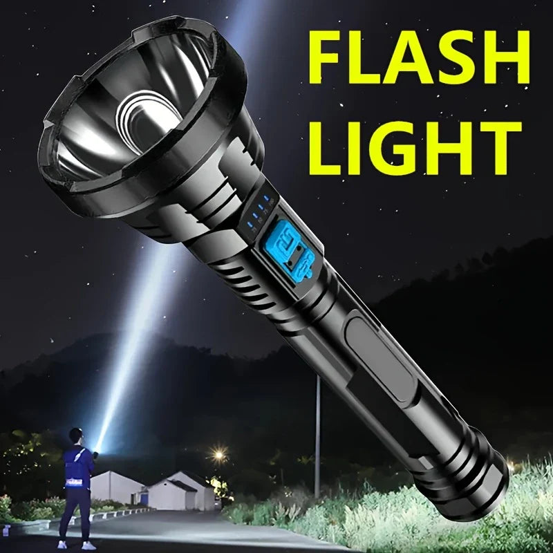 90000LM LED Taschenlampe – Taktischer Suchscheinwerfer mit USB-Aufladung und Superheller Beleuchtung