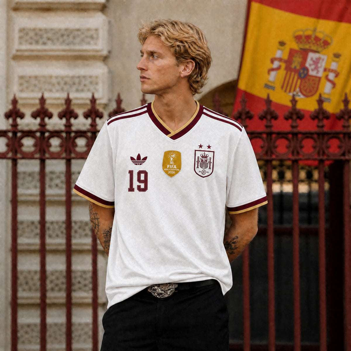 Lamine Yamal Spanien Auswärtstrikot WM 2026 Winner (2 Stars)